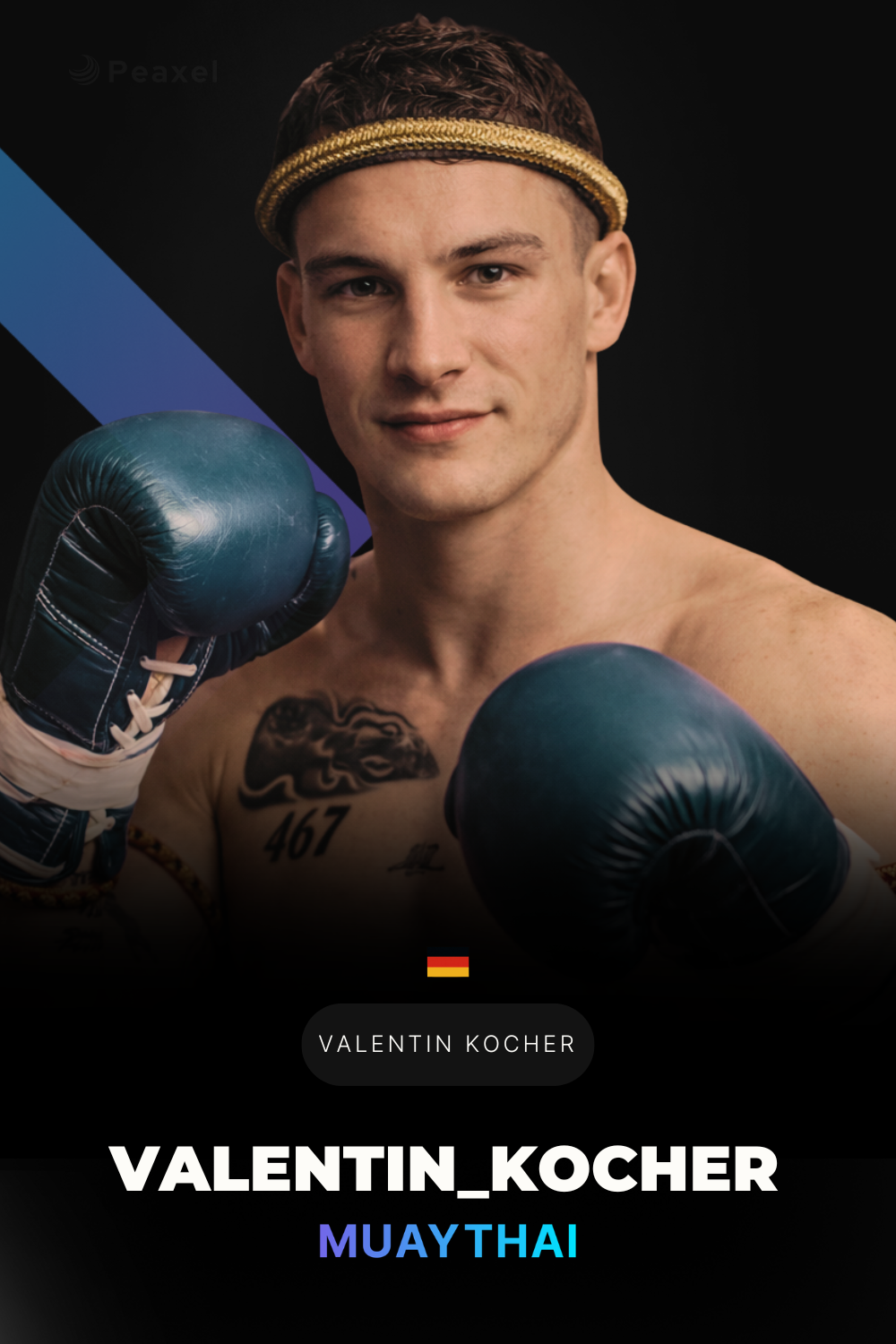 Valentin Kocher-Benzing, German Muay Thai fighter known as ‘One Day’, featured on Peaxel exclusive gamecards platform. — Valentin Niklaus Kocher-Benzing